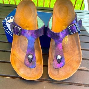 Custom Birkenstock Gizeh electric purple leather sandals 11 42 shoes women’s